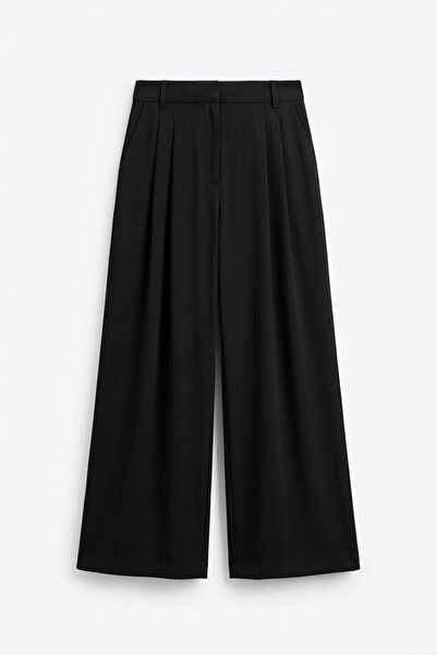 Quzu Belt Lining Detailed Trousers Black