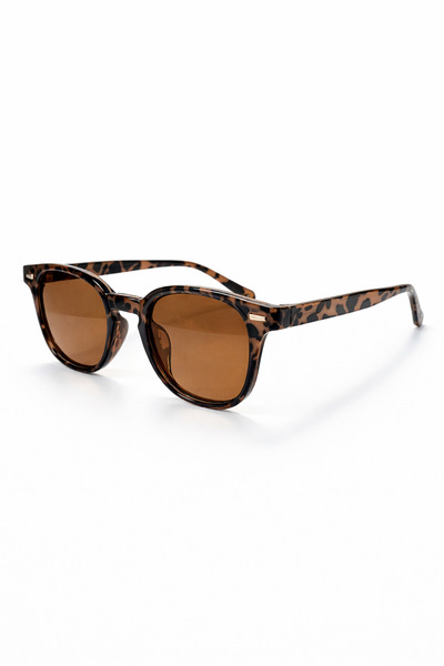 BAYDUK Nox Leopard Brown Glass Unisex Sunglasses