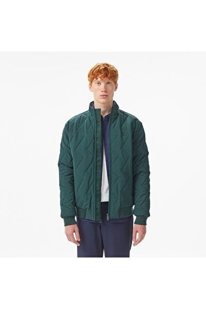 Lacoste Erkek Dik Yaka Kapitone Koyu Yeşil Mont
