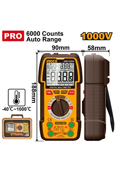 Ingco Ψηφιακό Πολύμετρο 1000 V Βιομηχανικό -40 ℃ ~1000 ℃   DM 310004