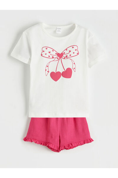 LC Waikiki Vizyon New Season Cherry Printed T-Shirt and Shorts 2-Piece Set