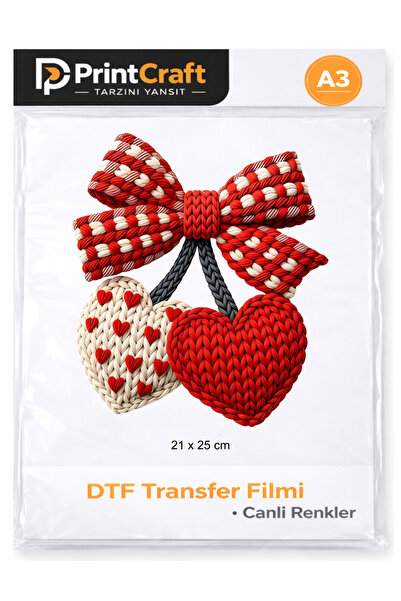 Palo Santo 21x25 cm Kırmızı Beyaz Örgü Kiraz Modeli Ütü ile Yapışan DTF Trans...
