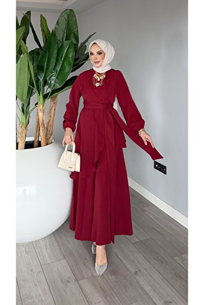 TARZ-I HAS BUTİK Bordo Cevher Pantolon Takım Tesettür Giyim