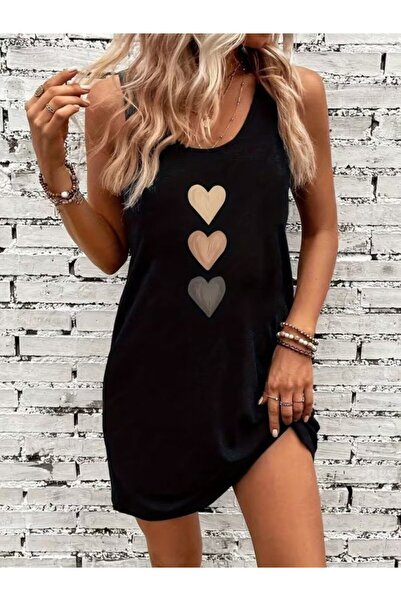 Wear Up Γυναικείο κοντό φόρεμα από βισκόζη με στρογγυλή λαιμόκοψη και στάμπα ...