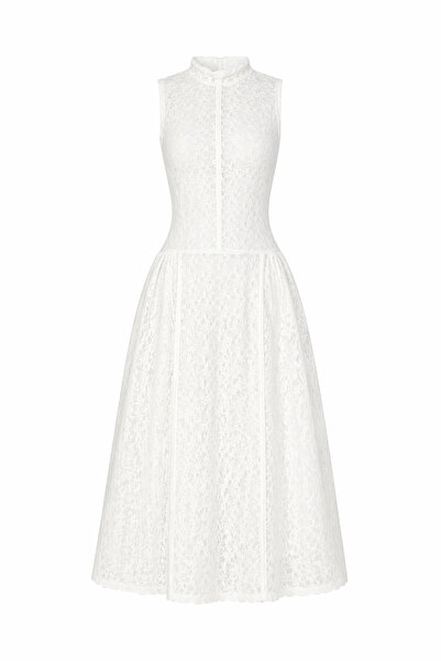 HAZELANNA Δαντελωτό Λευκό Φόρεμα Πριμοδοτεμένης Ποιότητας