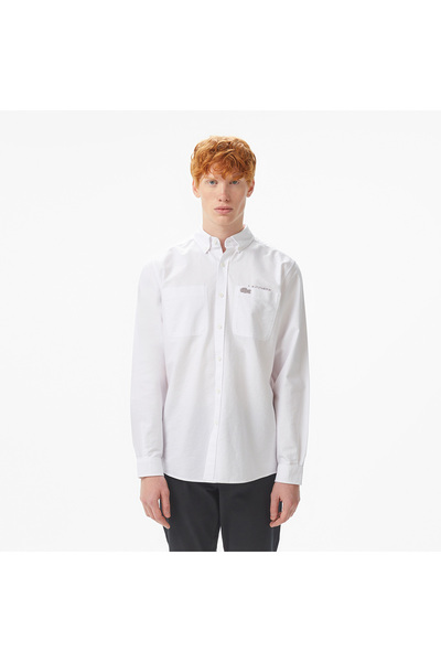 Lacoste Erkek Regular Fit Düğmeli Yaka Beyaz Gömlek