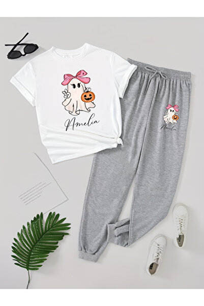 LAVİTTA T-Shirt Sweatpants Jogger - Printed Bottom Top Sweatpants Set Oversiz...