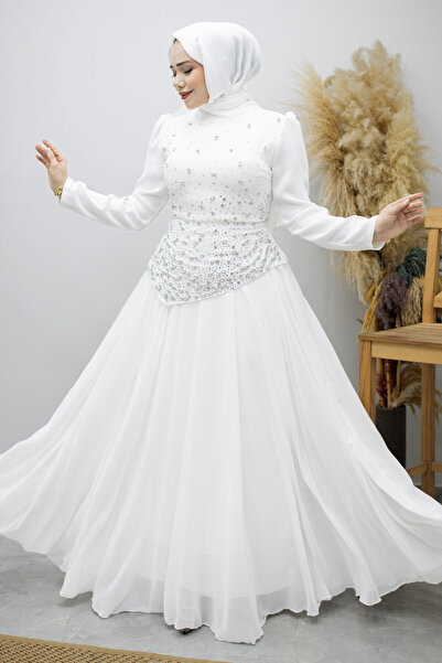 Tesettür Dünyası Βραδινό Φόρεμα Τεσεττούρ με Φούστα Σιφόν και Πέτρες TSD26019...