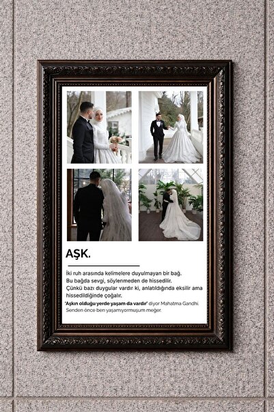 BuzzDesigns Kişiye Özel 4 Fotoğraflı Aşk Temalı Tablo (Çerçeve Seçenekli)