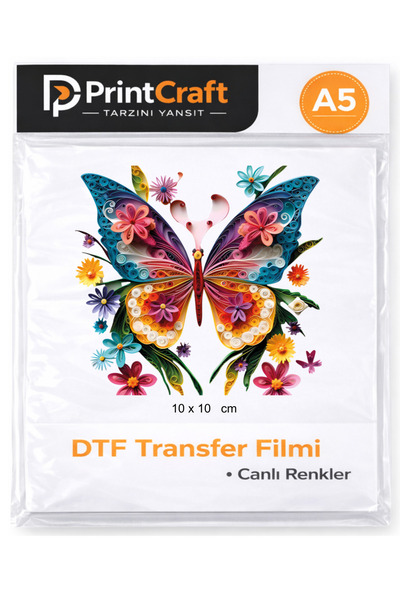 Palo Santo 10x10 cm Desenli Kelebek Modeli Ütü ile Yapışan DTF Transfer Baskı...