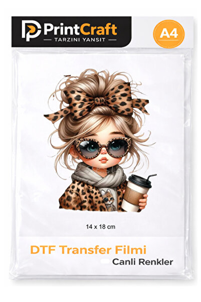 Palo Santo 14x18 cm Süslü Kız Modeli Ütü ile Yapışan DTF Transfer Baskı (A4)