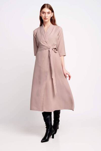 OEMS Barely Pink Wrap Style Flare Dress - XL