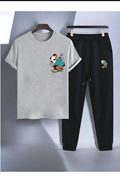 LAVİTTA Panda Printed Sweatpants and T-Shirt - Jogger Pants T-Shirt Bottom To...
