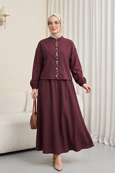 HİJABAYA Ελαστικό μανίκι, μπροστινό μέρος με πέρλες, φούστα με κουμπιά, σετ M...