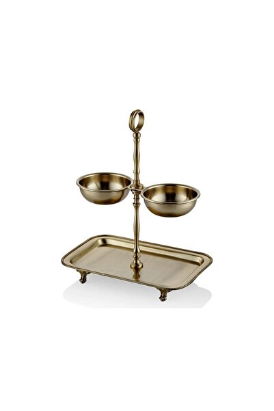 LAMEDORE Μαύρη Πέρλα Απλό Εξάγωνο Χρυσό Πιάτο Παρουσίασης 25x11x31 εκ.