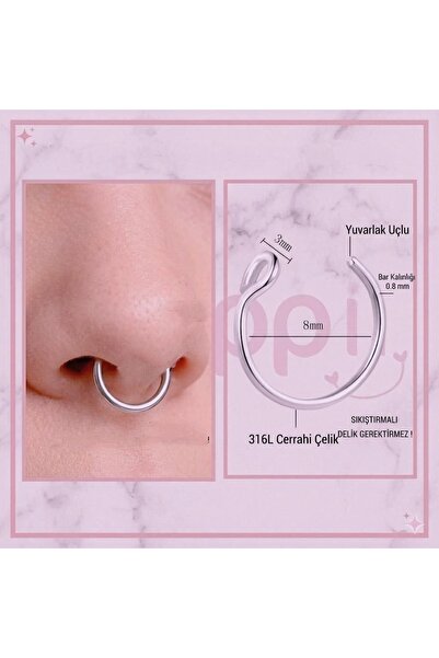 Heppii 316 L Cerrahi Çelik Piercing Minimal Sıkıştırmalı Nostril Piercing Bur...