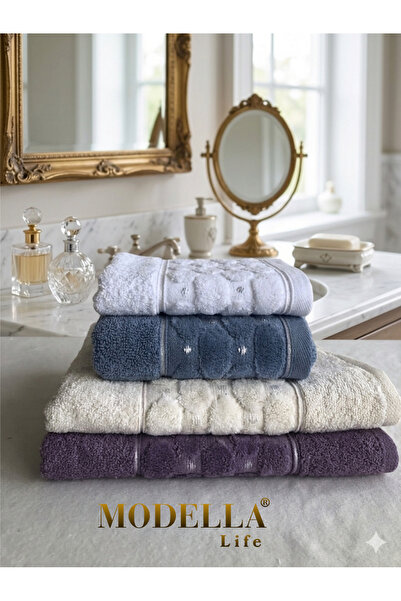 Modella Life Σετ πετσετών Miosse Pure 4-τεμαχίων Βαμβάκι - 2 τεμάχια πετσέτες...