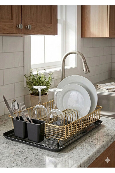 STATİKA HOME Gold Bulaşıklık ,Metal Bulaşık Kurutmalık Tabaklık Rafı Altlığı ...
