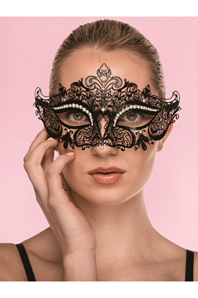 Guilty Pleasure Elegant Mask with Baroque Accents and Crystals - Black