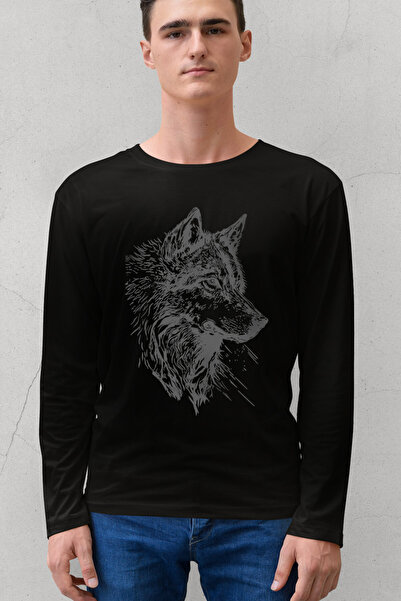 ROCKANDROLL Tricou pentru bărbați Kurt Başı, negru, cu gât turnat, mânecă lun...