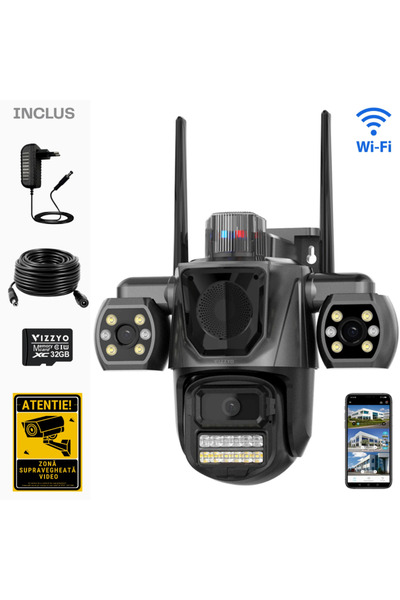 CasaDesteapta.ro 3MP WIFI Κάμερα Ασφαλείας Εξωτερικού Χώρου με 3 Φακούς