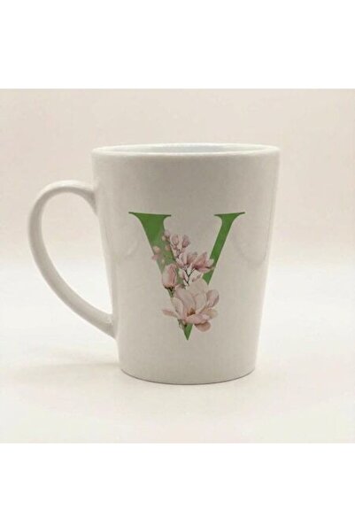 OEM Cană de latte cu litera V și design floral