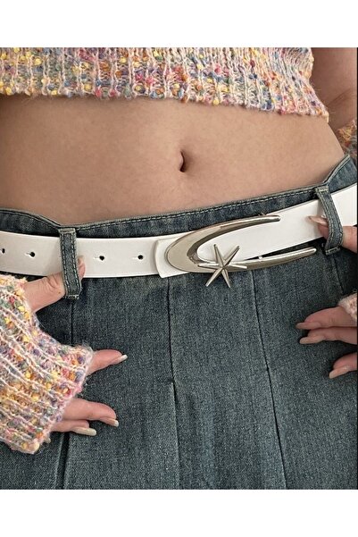 Aksabeltchokers 3.cm y2 tarzı iık beyaz renk kadın kemeri
