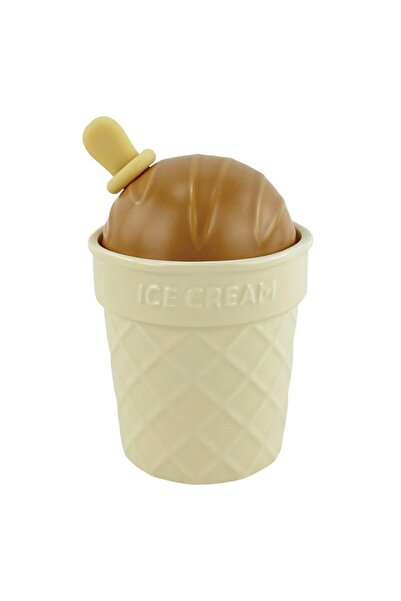 Trim Cana Ceramică Crem Cu Capac Maro Și Lingură 350 ml