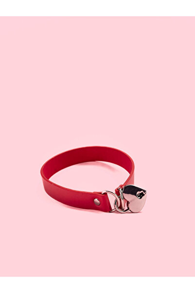 OEM Choker cu Lacat in Forma de Inima - Rosu