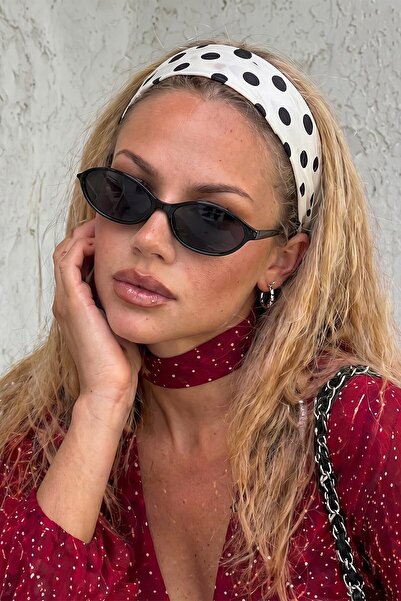 BAHELS Γυναικεία κορδέλα μαλλιών σε λευκό χρώμα πουά, μπαντάνα