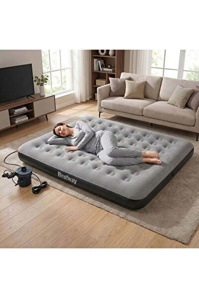 BESTWAY Konforlu Şişme Yatak ve Elektrikli Pompa, 203x183x22cm, Ultra King 3 ...