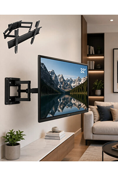 Epilons 32 55 İnç Hareketli Tv Askı Atı Duvar Tipi Döner Eğimli Televizyon As...