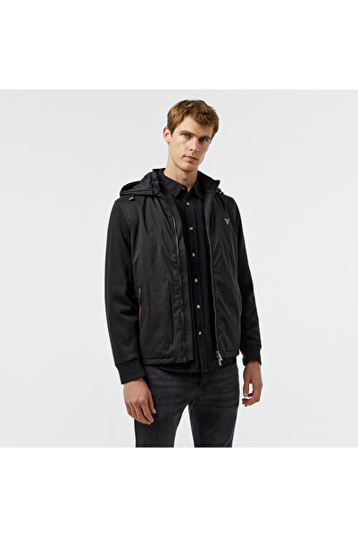 Guess Knitted Windbreaker Warm Touch 186 Erkek Siyah Rüzgarlık