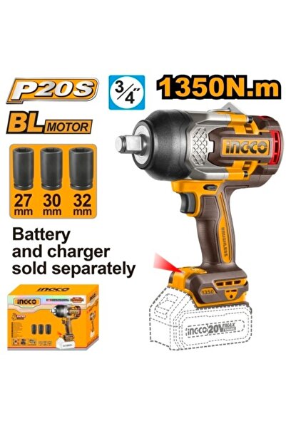 Ingco Κρουστικό κλειδί 20V 3/4 1350 Nm Χωρίς μπαταρία