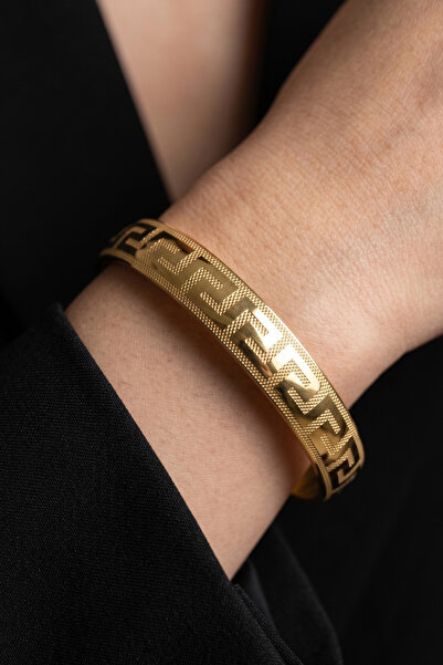 Modacaprea Çelik 14K Rome Kadın Kalın Bilezik 6,5 cm Çap 20 cm Çevre | Kararm...