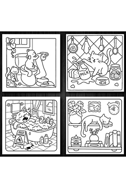 COZY Carte de colorat - 50 de ilustratii Cute - Cat Moments