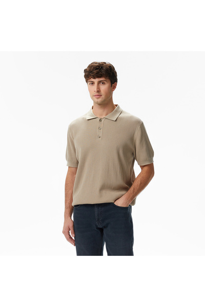 Nautica Erkek Bej Regular Fit Kısa Kollu Triko