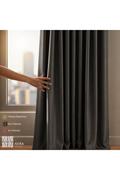 Fluiana Blackout Perde | Antrasit Blackout Perde | %100 Karartma Perde|Güneş ...