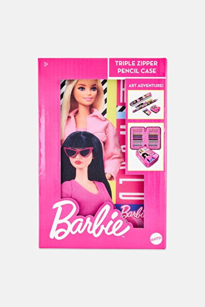 Barbie Mattel Triple Zipper Pencil Case, Pink