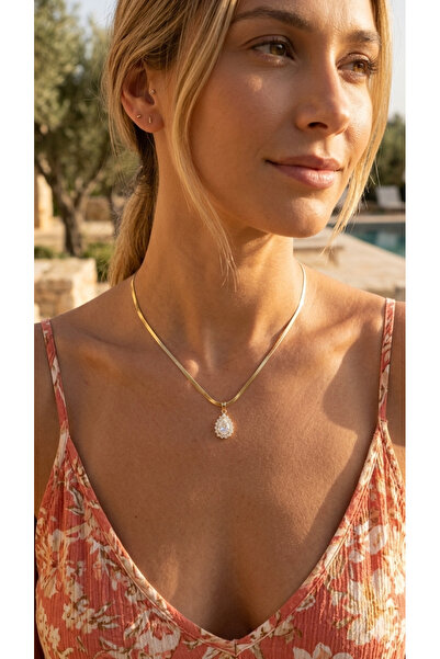 İNN JEWELLERY Steel Necklace, Anti-Tarnish, Anti-Allergic, Vintage Zircon Fig...