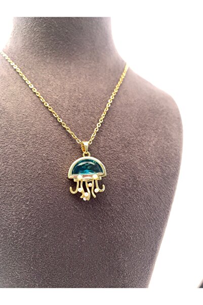MİLYEM jewelry Jellyfish Necklace for Women Steel Gold Color with Pearls and ...