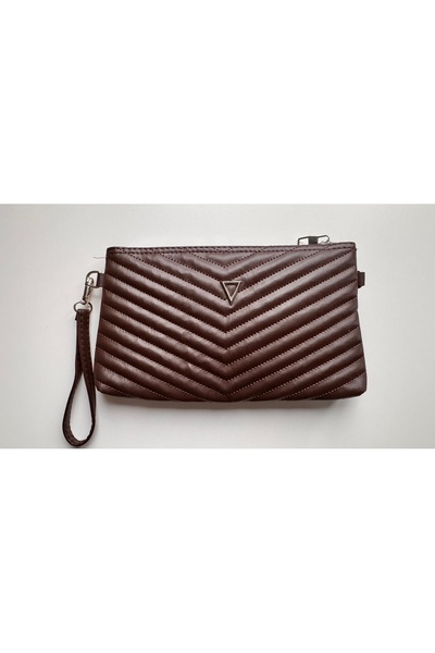 NorthAK Geantă portofoliu de mână și de umăr / Geantă tip clutch maro deschis...