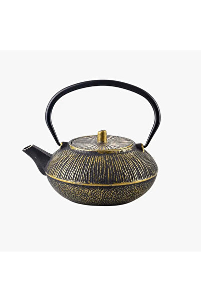 NO BRAND ALOR Χειροποίητη Μαντεμένια Τσαγιέρα — Μαύρο/Χρυσό