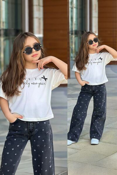 Minigimin Cicileri Miniğimin Cicileri We Wish You Σετ Παντελόνι Τζιν με Στάμπ...