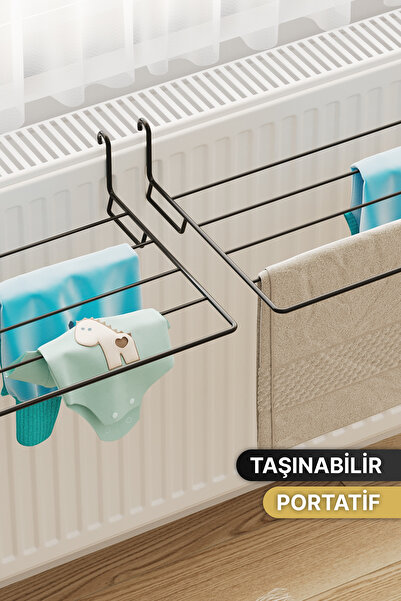 Bino 2'li Petek Üstü Kurutmalık Çamaşırlık Isıya Dayanıklı Balkon Çamaşır Kurutma Askısı Sabit Askılık