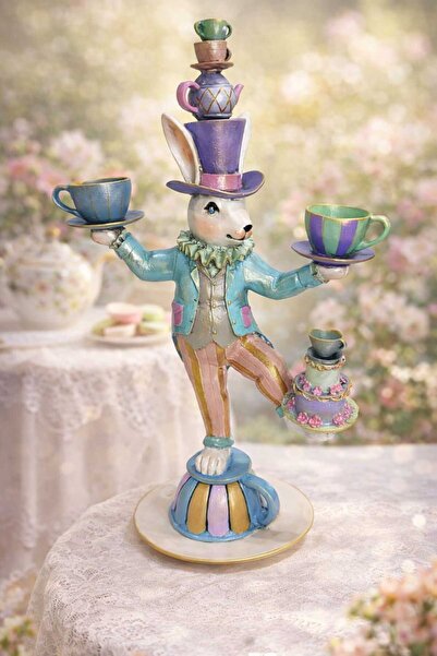 Gardenya Alice Serisi Fincan Tutan Mutfak Dekoru Akrobat Tavşan Polyester Biblo