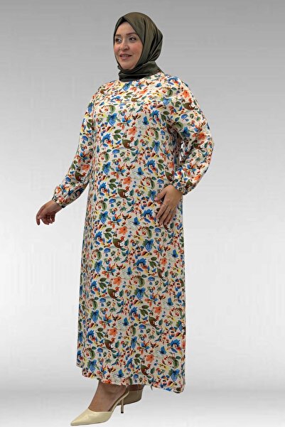 Eslina 62007 Rochie cu mâneci elastice, mărime mare - Piatră cu model