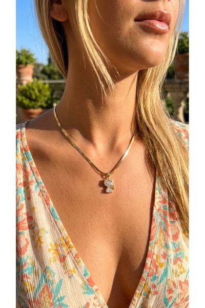 İNN JEWELLERY Steel Necklace, Anti-Tarnish, Anti-Allergic, Vintage Zircon Fig...