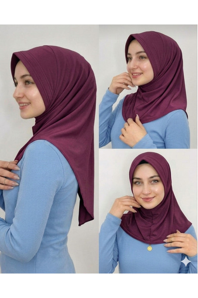 AHRAR tesettür Takmatik tesettür hazır hijab eşarp mürdüm