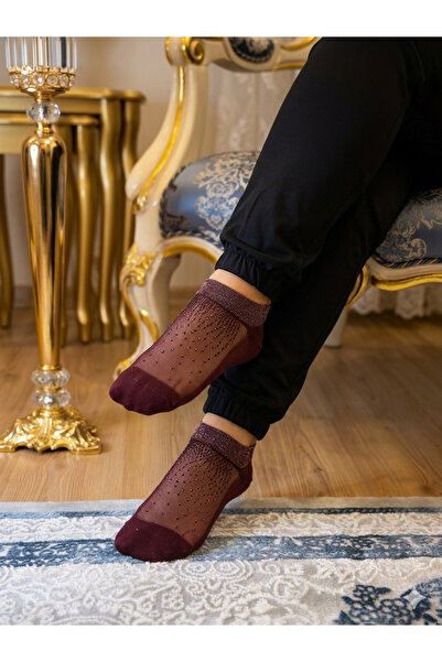 Store Parfüm kokulu tüllü taşlı luxury borda kadın çorabı